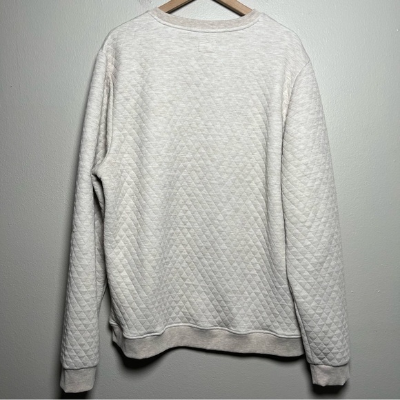 Marine Layer Men Corbet Quilted Crewneck Sweater XXL Cream Pullover‎ Dark Oat - Picture 8 of 10